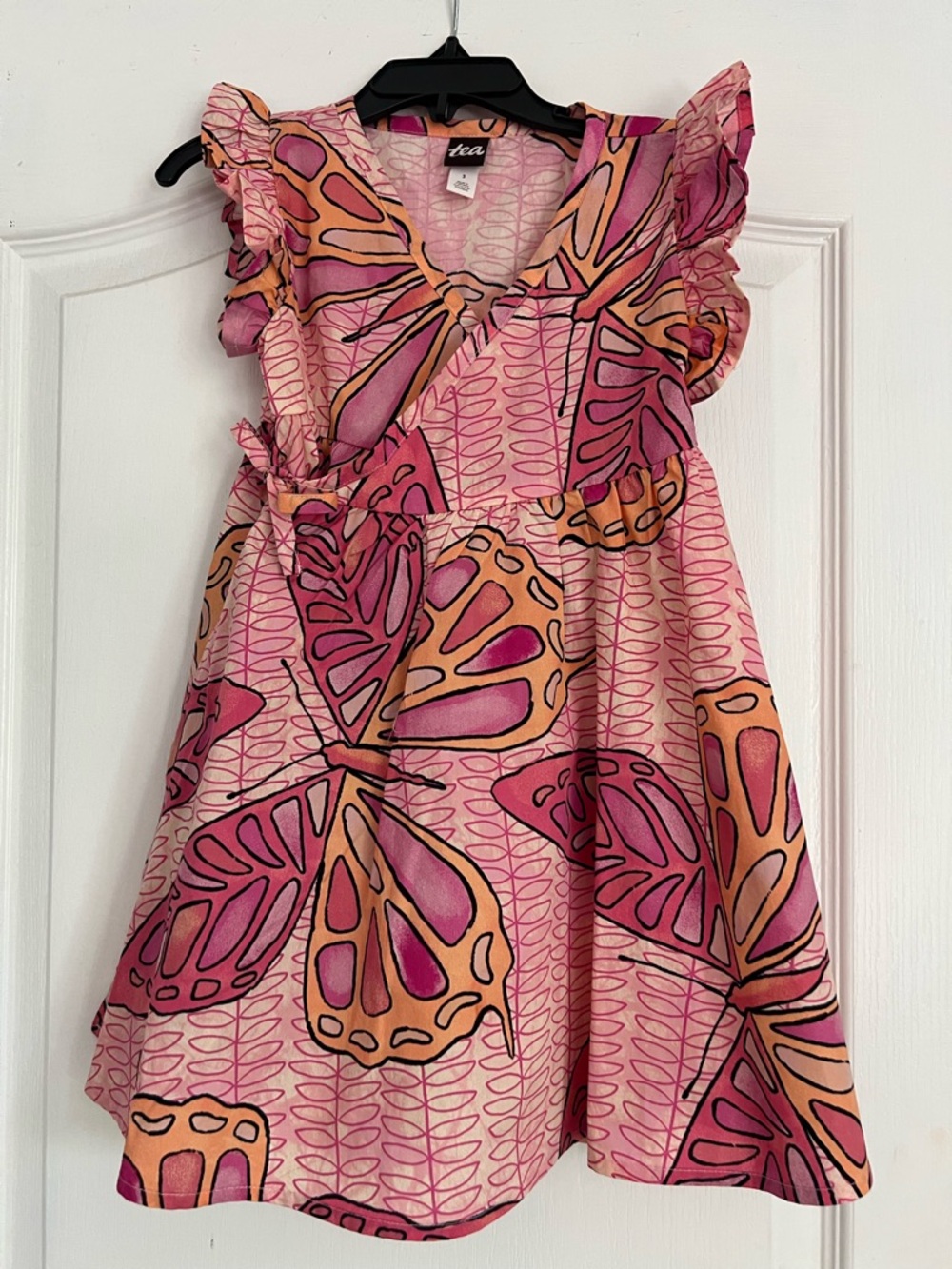 Tea Collection Pink Cotton Dress with Butterfly Print.  Size 3T.  NWOT